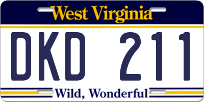 WV license plate DKD211