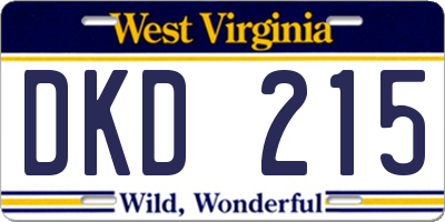 WV license plate DKD215