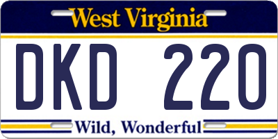WV license plate DKD220