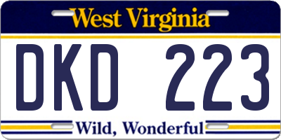 WV license plate DKD223