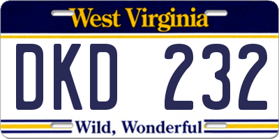 WV license plate DKD232
