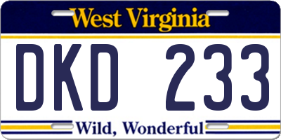 WV license plate DKD233