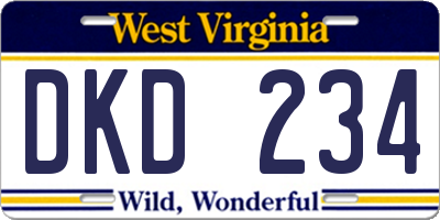 WV license plate DKD234
