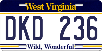 WV license plate DKD236