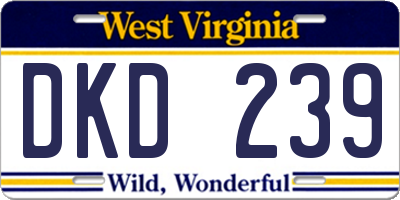 WV license plate DKD239