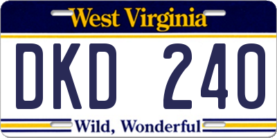 WV license plate DKD240