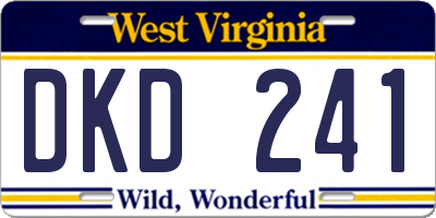 WV license plate DKD241