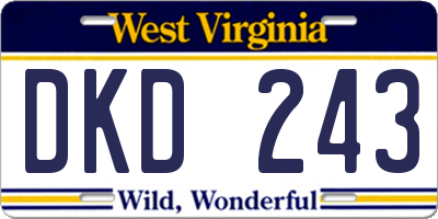 WV license plate DKD243