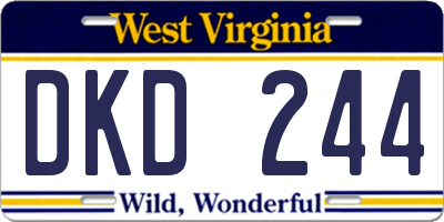 WV license plate DKD244