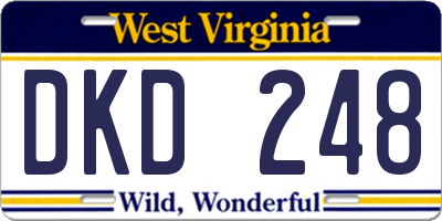 WV license plate DKD248