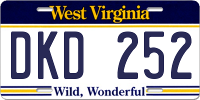 WV license plate DKD252
