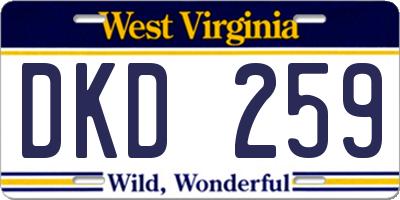 WV license plate DKD259