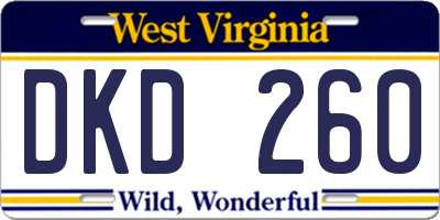 WV license plate DKD260