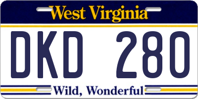 WV license plate DKD280