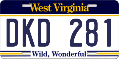 WV license plate DKD281