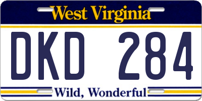 WV license plate DKD284