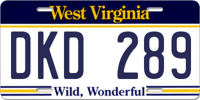 WV license plate DKD289