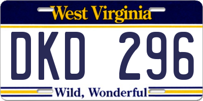 WV license plate DKD296