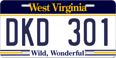 WV license plate DKD301