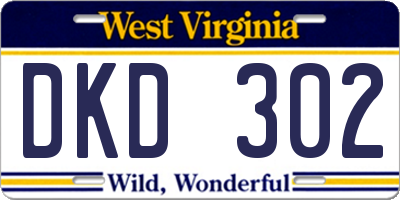 WV license plate DKD302