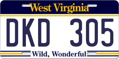 WV license plate DKD305