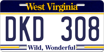 WV license plate DKD308