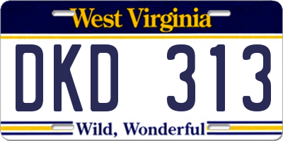 WV license plate DKD313