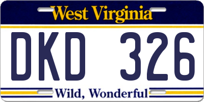 WV license plate DKD326