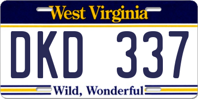 WV license plate DKD337
