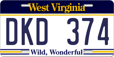 WV license plate DKD374