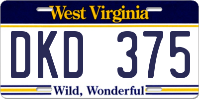 WV license plate DKD375