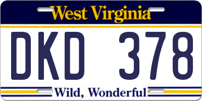 WV license plate DKD378
