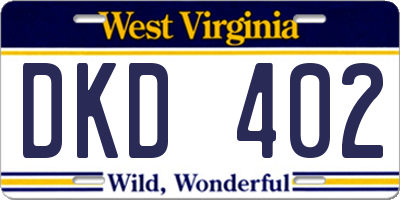 WV license plate DKD402