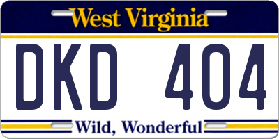 WV license plate DKD404