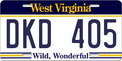 WV license plate DKD405