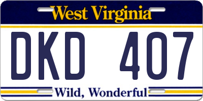 WV license plate DKD407