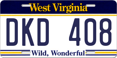 WV license plate DKD408