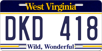 WV license plate DKD418