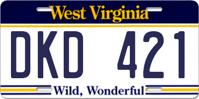 WV license plate DKD421