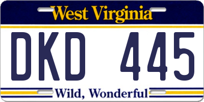 WV license plate DKD445