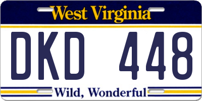 WV license plate DKD448