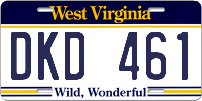 WV license plate DKD461