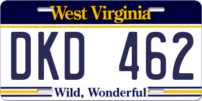 WV license plate DKD462