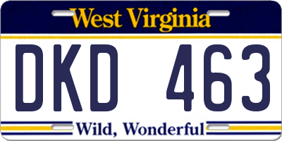 WV license plate DKD463