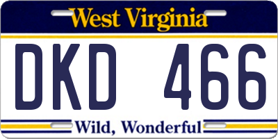 WV license plate DKD466