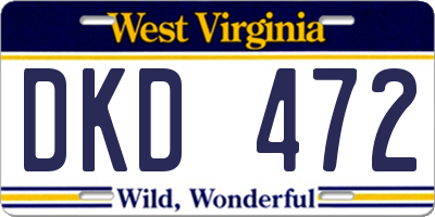 WV license plate DKD472