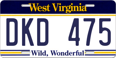 WV license plate DKD475