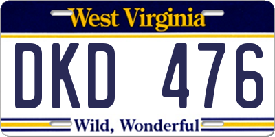 WV license plate DKD476