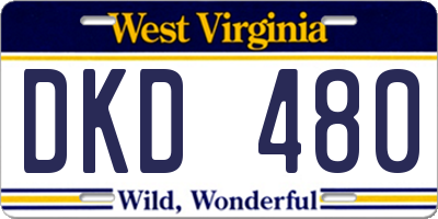 WV license plate DKD480