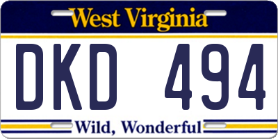 WV license plate DKD494